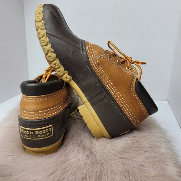 LL. Bean Women’s Boots Gumshoes Brown Leather Padded Collar Duck Shoes Size 7 - Picture 6 of 10